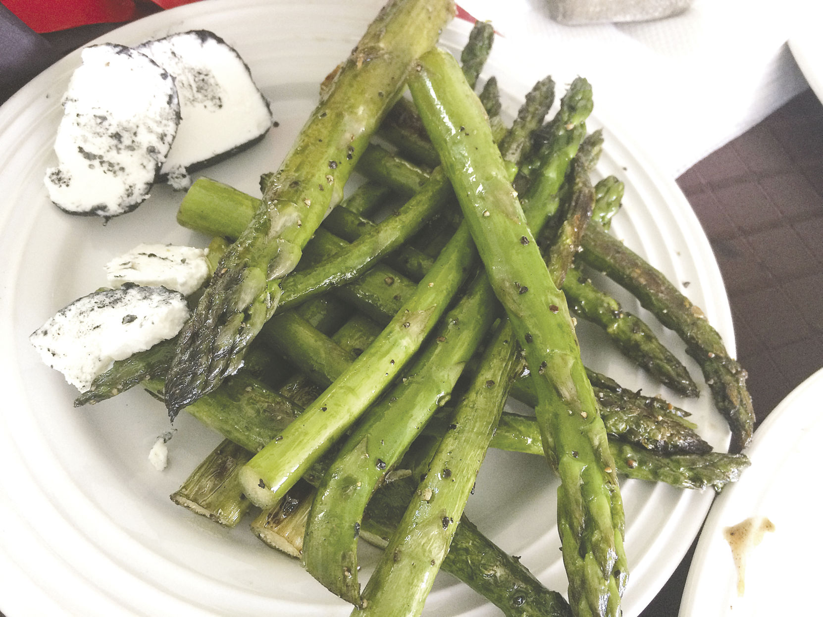 Roasted Asparagus with Herbed Goat Cheese